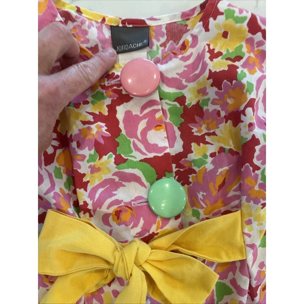 Vintage Jordache Floral Tie Back Bow Romper Jumpsuit OnePiece Wide‎ Leg *SZ 4/5*
